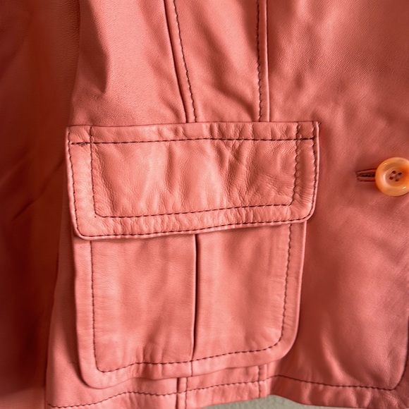 Wilsons Leather 100% Genuine Leather Pink Button Jacket with Pockets - Picture 7 of 11